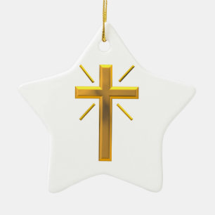 Goldenes Kreuz 4 Keramik Ornament