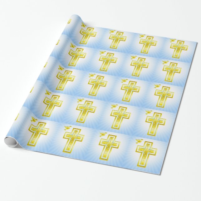 Goldenes Kreuz der Liebe, der Hoffnung und des Geschenkpapier (Ungerollt)