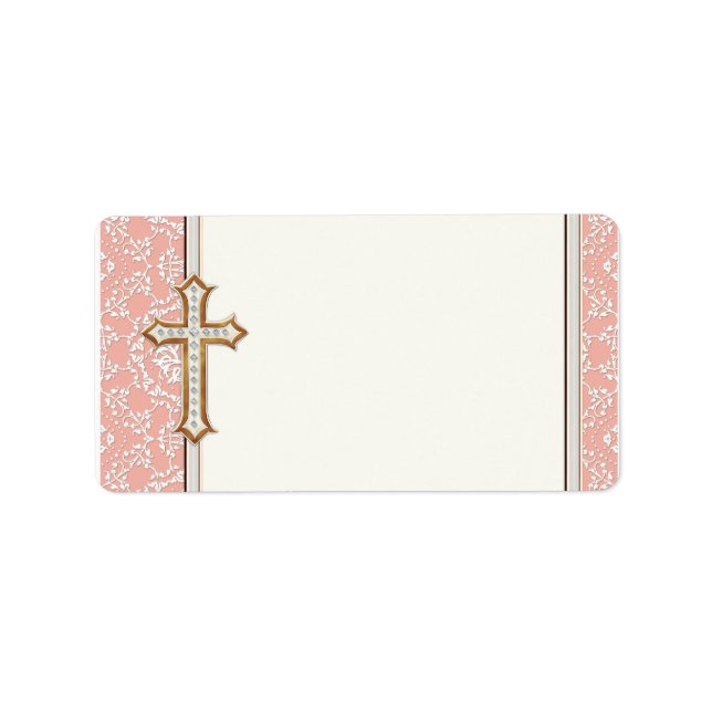 Goldenes Kreuzmädchen Adressaufkleber (Vorne)