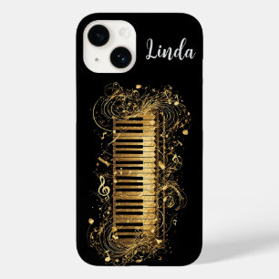 Goldenes künstlerisches Klavier und Noten Case-Mate iPhone 14 Hülle