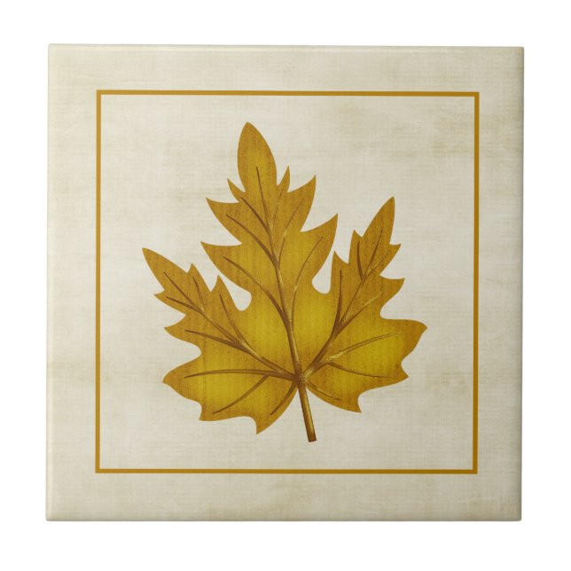 Goldenes Leaf Fall Saison Themed Tile Fliese (Vorderseite)