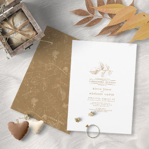 Goldenes Leaf Hochzeit Probe Dinner ID655 Einladung