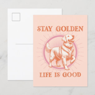Goldenes Leben ist ein schönes Retriever Retro Postkarte