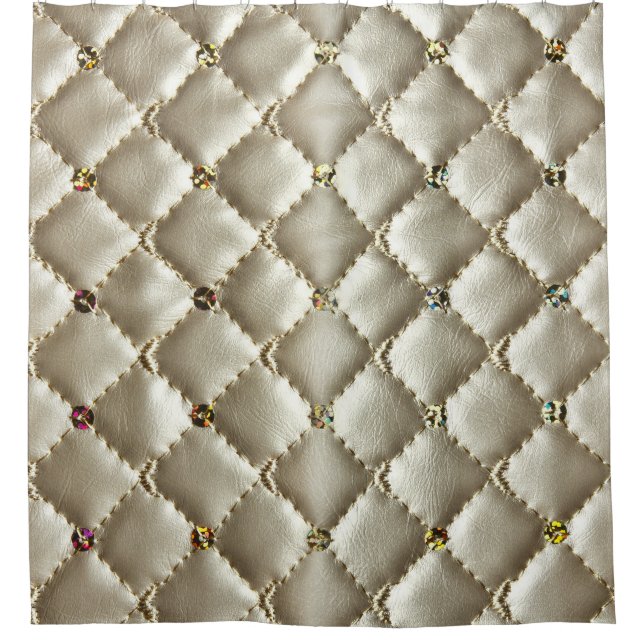 Goldenes Leder: Luxuriöse Hintergrundtextur Duschvorhang (Vorderseite)