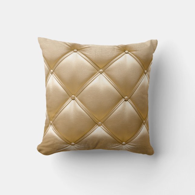 Goldenes Leder Upholsterie Kissen (Vorderseite)