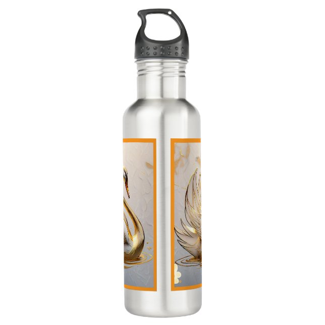 "Goldenes Licht auf Wasser" Edelstahlflasche (Rückseite)