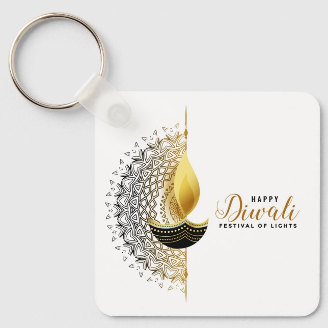 Goldenes Licht: Ein Diwali-Segen Schlüsselanhänger (Vorderseite)