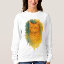 Goldenes Licht: T - Shirt der Wasserfarbe Katze