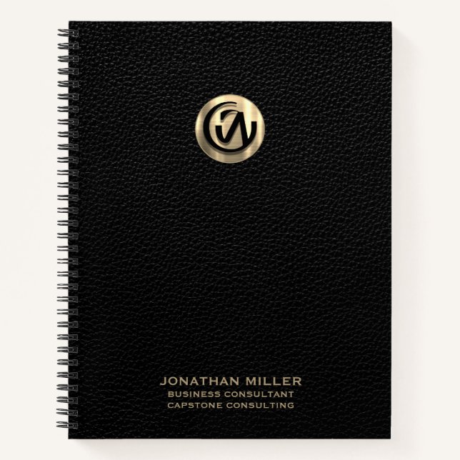 Goldenes Logo-SpiralNotebook mit anpassbarem Text Notizbuch (Vorderseite)