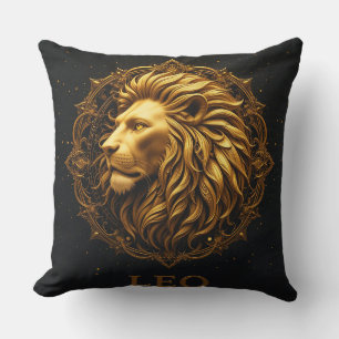 Goldenes Löwensymbol, das Stärke darstellt, Zodiac Kissen
