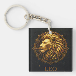 Goldenes Löwensymbol, das Stärke darstellt, Zodiac Schlüsselanhänger