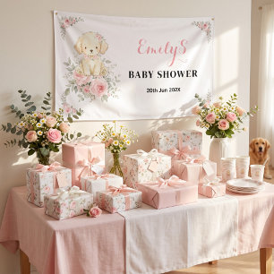 Goldenes Mädchen Baby Shower Retriever Welpen Flor Banner