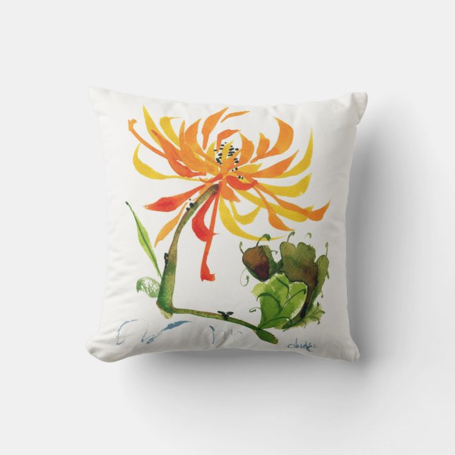 Goldenes Mama-Chinese-Bürsten-Aquarell-Kissen im Kissen (Vorderseite)