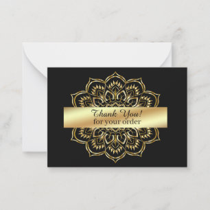 Goldenes Mandala auf schwarzem Hintergrund Dankesc Mitteilungskarte