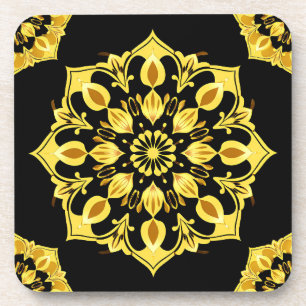 Goldenes Mandala-Design mit symmetrischen Mustern Getränkeuntersetzer