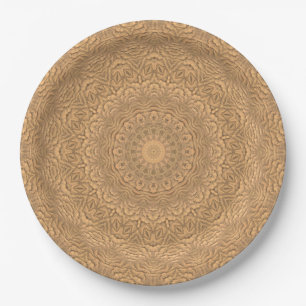 Goldenes Mandala. "Goldener Sand". Pappteller