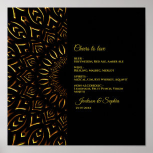 Goldenes Mandala klassisches elegantes Getränkemen Poster