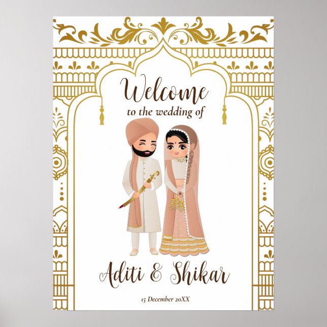 Goldenes Mandap an der Grenze zu Indien willkommen Poster (Vorne)