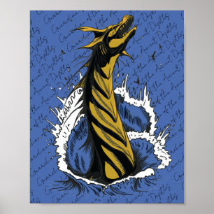 Goldenes Meer-Monster-Schlangen-Ozeanwellen-Poster Poster