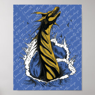 Goldenes Meer-Monster-Schlangen-Ozeanwellen-Poster Poster