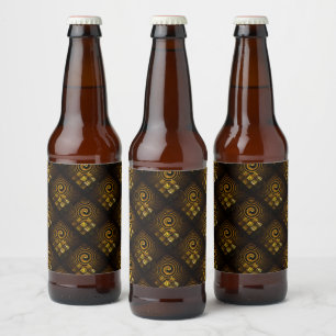 Goldenes modernes Boho-elegantes abstraktes Kunstm Bierflaschenetikett
