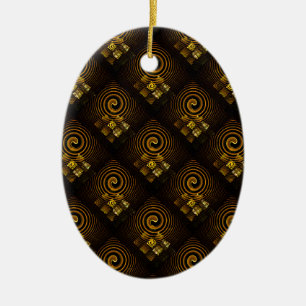 Goldenes modernes Boho-elegantes abstraktes Kunstm Keramik Ornament