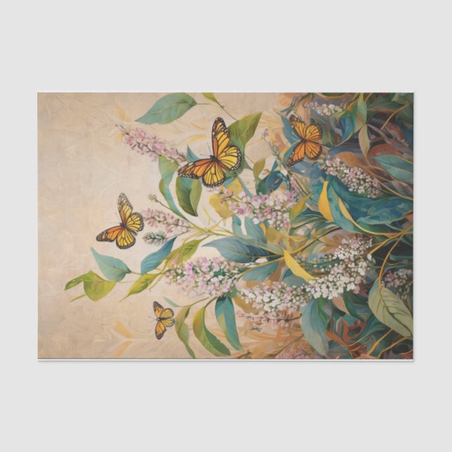 Goldenes Monarch-Milkweed- und Wiesengewebe Seidenpapier (Vorderseite)