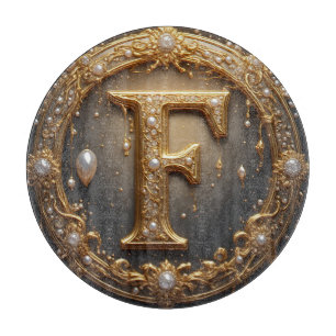 Goldenes Monogramm Anfangsbuchstabe F Schneidebrett