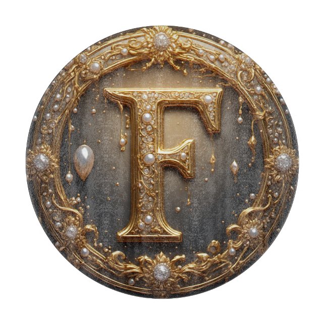 Goldenes Monogramm Anfangsbuchstabe F Schneidebrett (Vorderseite)