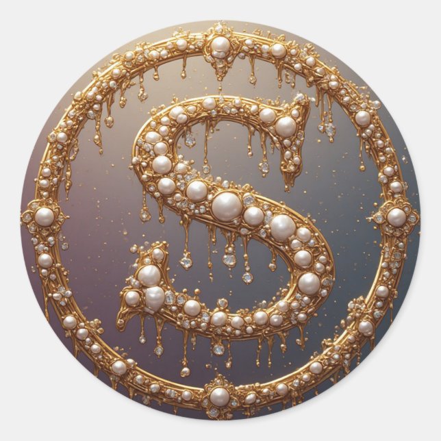 Goldenes Monogramm Anfangsbuchstabe S Runder Aufkleber (Vorderseite)