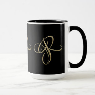 Goldenes Monogramm der Initiale R Tasse