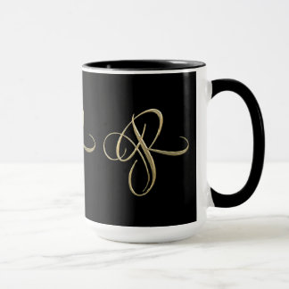 Goldenes Monogramm der Initiale R Tasse