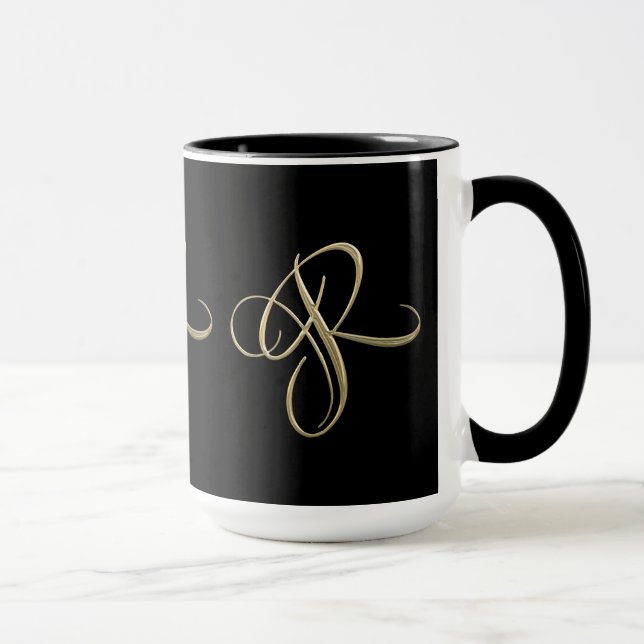 Goldenes Monogramm der Initiale R Tasse (Rechts)