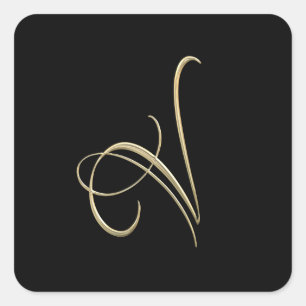 Goldenes Monogramm der Initiale V Quadratischer Aufkleber