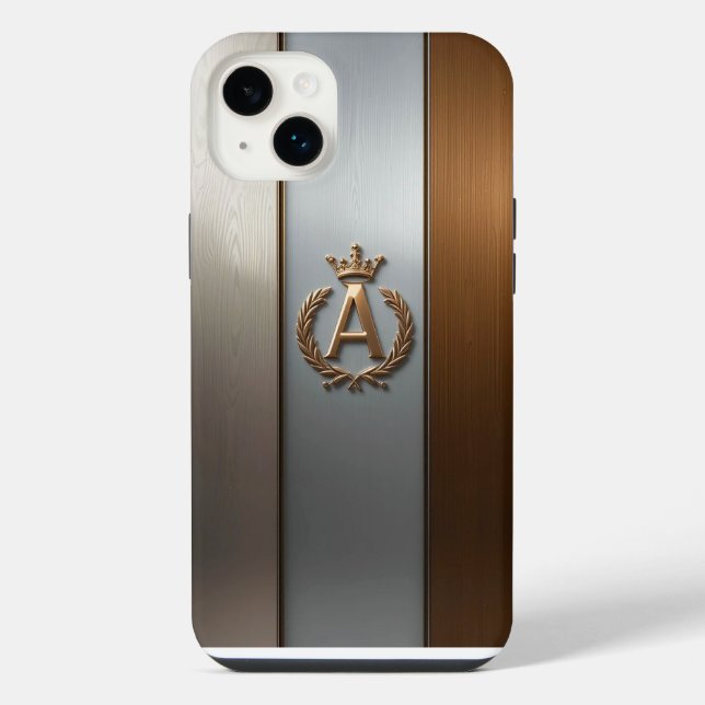 Goldenes Monogramm-Emblem A iPhone 14 Plus Hülle (Rückseite)