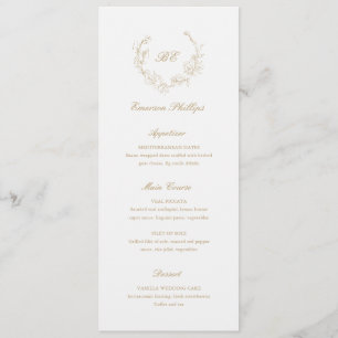 Goldenes Monogramm Gastname Elegante Hochzeit Menükarte