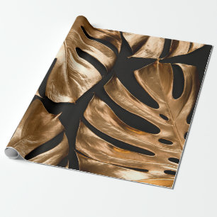 Goldenes Monstera-Blattmuster Geschenkpapier