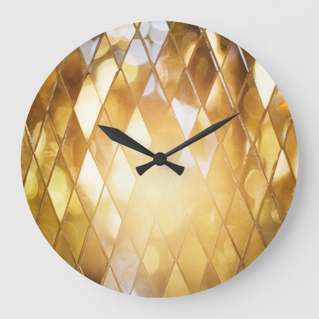 Goldenes Mosaik: Glass-Effekt. Große Wanduhr (Vorderseite)