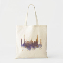 Goldenes Moschee Design unter der Sternennacht Tragetasche