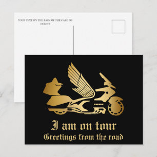 Goldenes Motorrad Bike Gold Goldwing Gruß Postkarte
