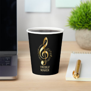 Goldenes Musikdesign-Papierbecher Pappbecher