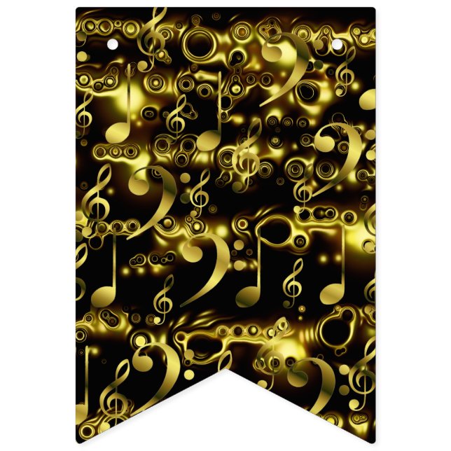 goldenes Musiknoten Wimpelkette (Sechzehnte Fahne)