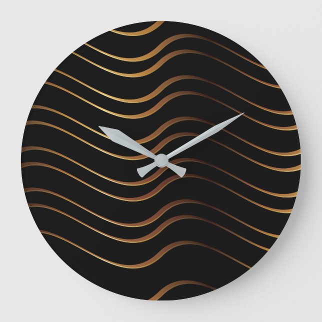 Goldenes Muster 4 Große Wanduhr (Vorderseite)