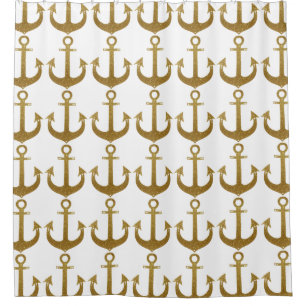 Goldenes Muster der Anker . nautisch Duschvorhang