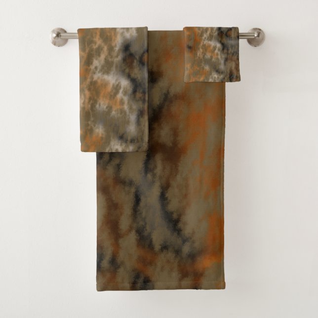 Goldenes Olive Abstrakt Badhandtuch Set (Insitu)