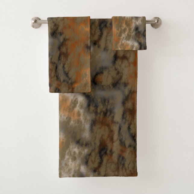 Goldenes Olive Abstrakt Badhandtuch Set (Insitu)