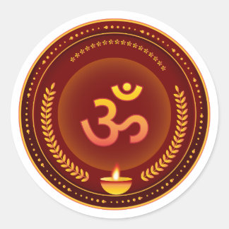 Goldenes Om Hindu-Symbol Runder Aufkleber