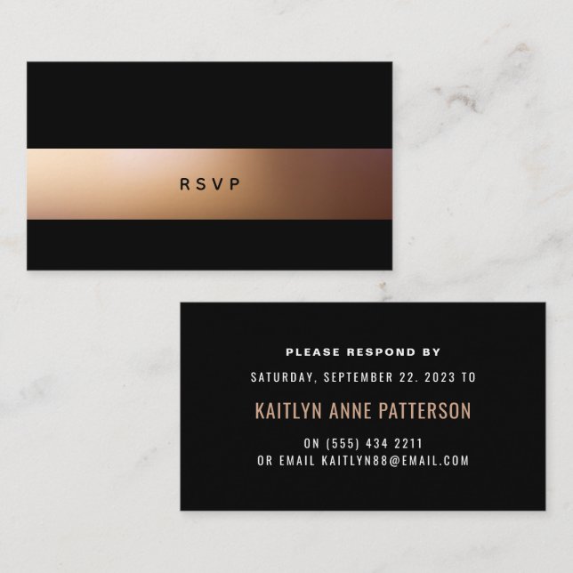 Goldenes Ombré, moderne RSVP-Karte Begleitkarte (Vorne/Hinten)