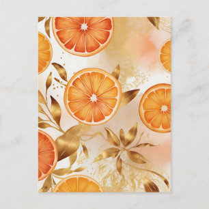 Goldenes Orangenscheiben-Muster Postkarte