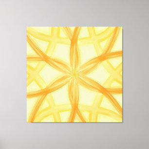 Goldenes oranges florales geometrisches Muster Leinwanddruck